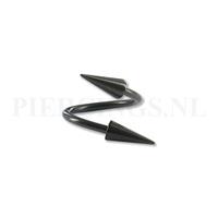 Piercings.nl Twister 1.2 mm zwart long cones 8 mm