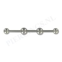 Piercings.nl Industrial barbell meerdere balletjes