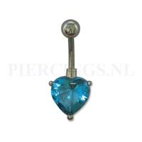 Piercings.nl Navelpiercing hart aquamarijn