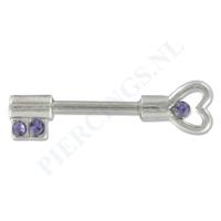 Piercings.nl Tepelpiercing sleutel lila