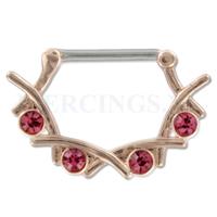 Piercings.nl Tepelpiercing klik goudkleurig rose lauwerkrans