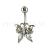 Piercings.nl Navelpiercing vlinder gemstone