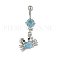 Piercings.nl Navelpiercing krab aquamarijn