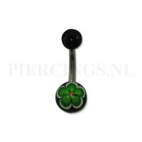 Piercings.nl Navelpiercing handgeschilderd groene bloem