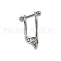 Piercings.nl Helix links hanger kristal