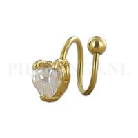 Piercings.nl Twister 1.6 mm goud kleur met kristal hart