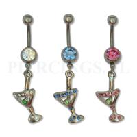 Piercings.nl Navelpiercing cocktailglas licht blauw