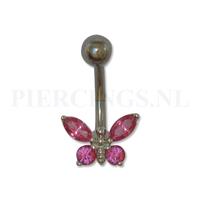 Piercings.nl Navelpiercing vlinder roze