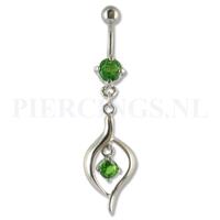 Piercings.nl Navelpiercing hangend kristal groen
