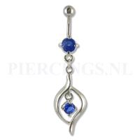 Piercings.nl Navelpiercing hangend kristal blauw