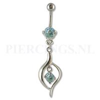Piercings.nl Navelpiercing hangend kristal aquamarijn
