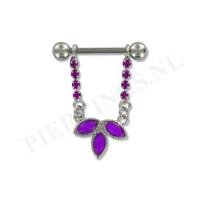 Piercings.nl Tepelpiercing hanger bloem kristal paars