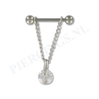 Piercings.nl Tepelpiercing hanger grote kristal