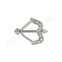 Piercings.nl Tepelpiercing shield pijl en boog kristal