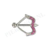 Piercings.nl Tepelpiercing shield pijl en boog roze