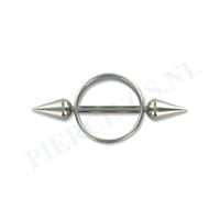 Piercings.nl Tepelpiercing shield ronde spikes L