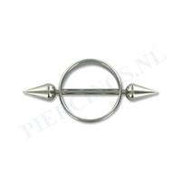 Piercings.nl Tepelpiercing shield ronde spikes XL