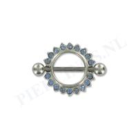Piercings.nl Tepelpiercing shield kristal blauw