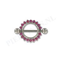 Piercings.nl Tepelpiercing shield kristal roze