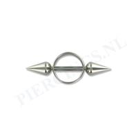 Piercings.nl Tepelpiercing shield ronde spikes S