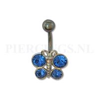 Piercings.nl Navelpiercing sterling zilver vlinder blauw