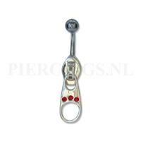 Piercings.nl Navelpiercing sterling zilver rits met kristal rood