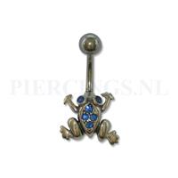 Piercings.nl Navelpiercing sterling zilver kikker blauw