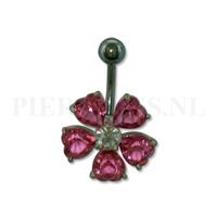 Piercings.nl Navelpiercing sterling zilver bloem roze