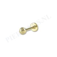 Piercings.nl Labret 1.2 mm goud 14 karaat