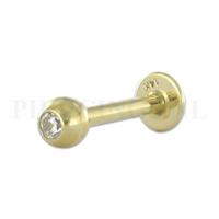 Piercings.nl Labret 1.6 mm goud 14 karaat met kristal