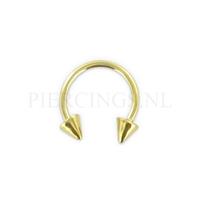 Piercings.nl Circulair barbell 1.2 mm goud 14 karaat spike