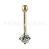 Piercings.nl Navelpiercing goud 14 karaat kristal