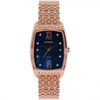 Roségoudkleurig Dames Horloge met Blauwe Wijzerplaat