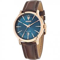 Maserati Epoca Men's Wristwatch Quartz Ø 42 mm 10 ATM Pin Buckle Leather Wristband Stainless Steel Case Brown R8851118001