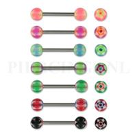 Piercings.nl Tongpiercing met ster groen-paars