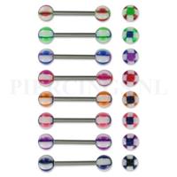 Piercings.nl Tongpiercing geblokt rood-blauw