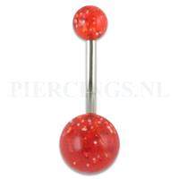 Navelpiercing acryl glitter rood