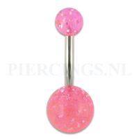 Piercings.nl Navelpiercing acryl glitter roze