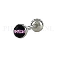 Piercings.nl Tongpiercing logo Bitch 6 mm bal