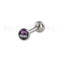 Piercings.nl Tongpiercing logo Pink inside 6 mm bal