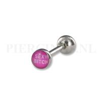 Piercings.nl Tongpiercing logo Sexy bitch 6 mm bal