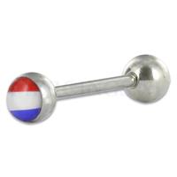 Piercings.nl Tongpiercing logo Nederlandse vlag 6 mm bal