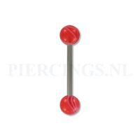 Piercings.nl Tongpiercing marmer-look rood
