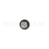Piercings.nl Balletje blackline 1.6 mm met kristal