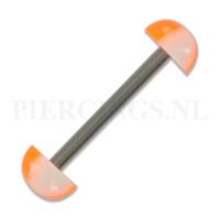 Piercings.nl Tongpiercing acryl halve bal geblokt oranje-wit