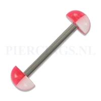 Piercings.nl Tongpiercing acryl halve bal geblokt rood-wit