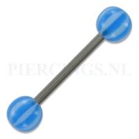 Piercings.nl Tongpiercing acryl strandbal blauw-wit