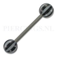 Piercings.nl Tongpiercing acryl strandbal zwart wit