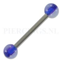 Piercings.nl Tongpiercing acryl wit bruis blauwe streep 5 mm