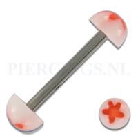 Piercings.nl Tongpiercing acryl halve bal met ster wit rood